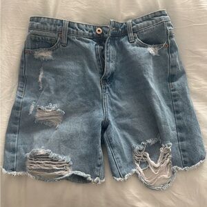 Fashion Nova Light Blue Distressed Jean Shorts